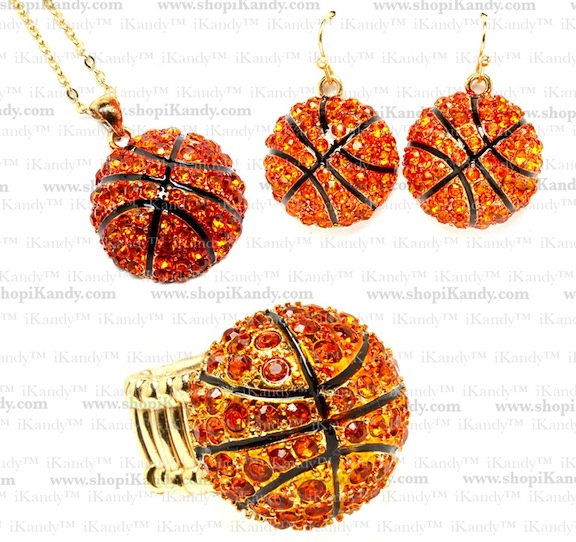 Basketball Bling Sports Necklace Set