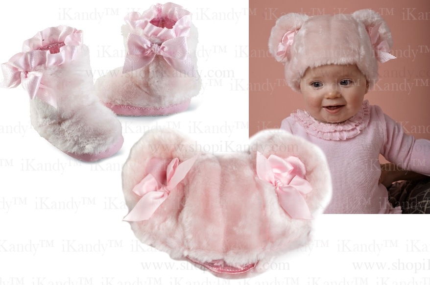 Pink Fur Boots OR Pink Fur Hat by Mud Pie