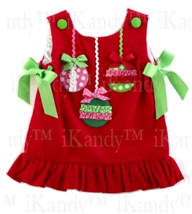 Red Corduroy Jumper w/Ornaments by Mud Pie