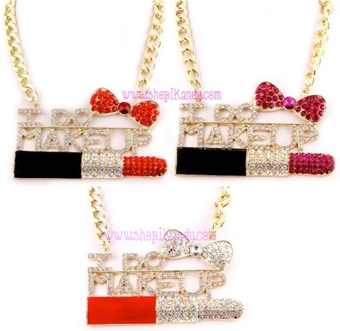 Oversized I DO MAKEUP Makeup Artist Bling Necklace