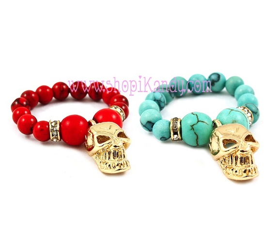 Beaded Skull Ring