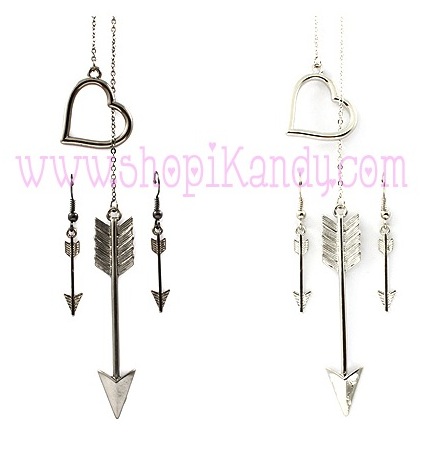 Heart & Arrow Necklace & Earring Set