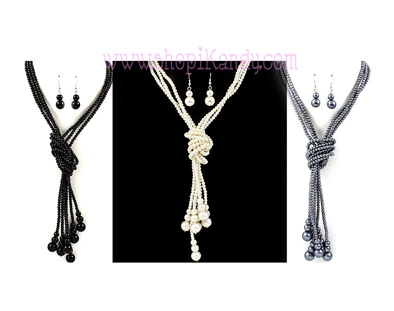 Multi Strand Pearl Necklace Set