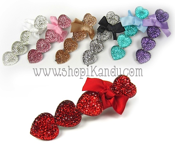 Bling Hearts Hair Clip