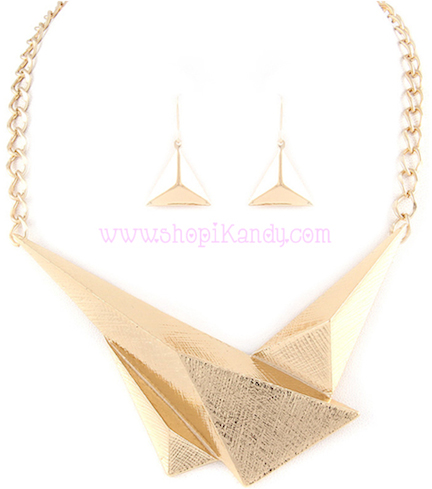 Abstract Triangle Necklace & Earring Set