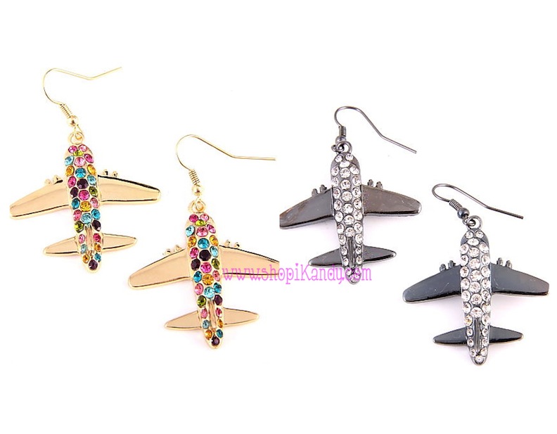 Crystal Airplane Earrings