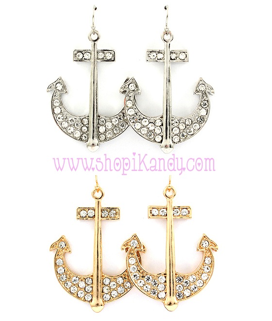 Nautical Pave Anchor Earrings