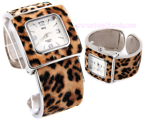 Animal Print Cuff Style Fashion Watch