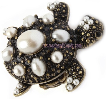 Antique Pearl Turtle Ring