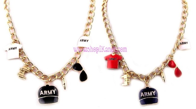 Army Theme Charm Necklace