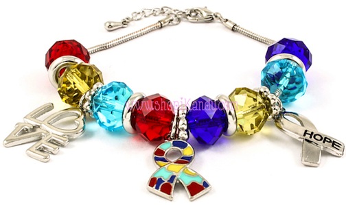 Autism Awareness Beaded Charm Bracelet