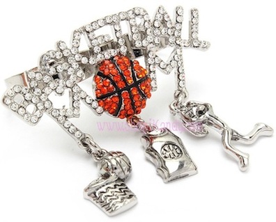 BASKETBALL MOM Two Finger Sports Charm Ring