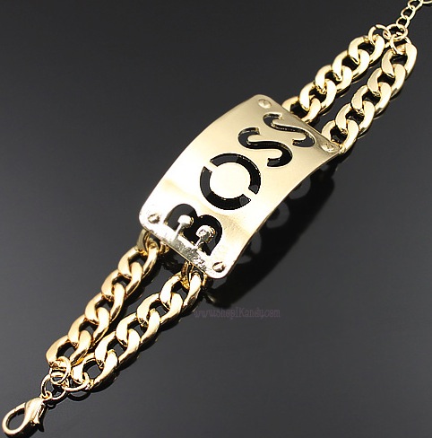 "BOSS" Plaque Link Bracelet