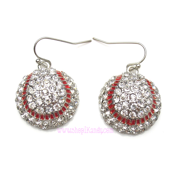 Baseball Bling Sports Earrings