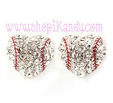 Baseball Heart Sports Post Earrings