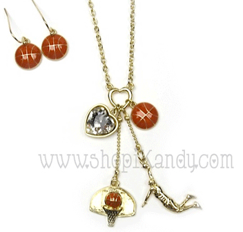 Basketball Charm Sports Necklace Set