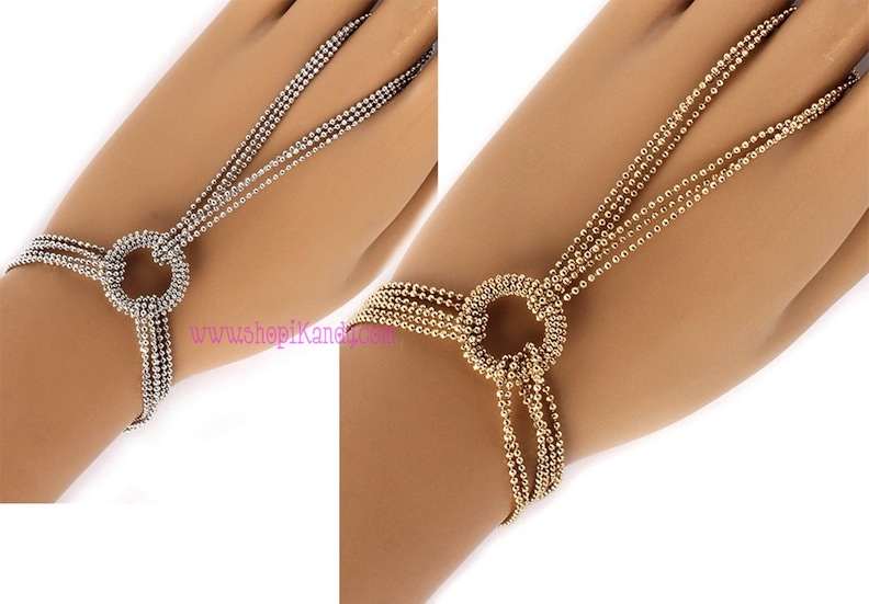 Beaded Multi Chain Circle Ringlet (Bracelet w/Ring)