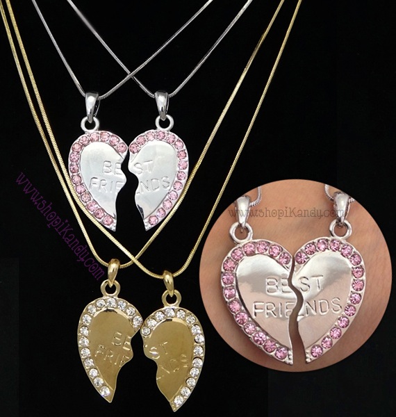 BEST FRIENDS Split Heart Necklace Set