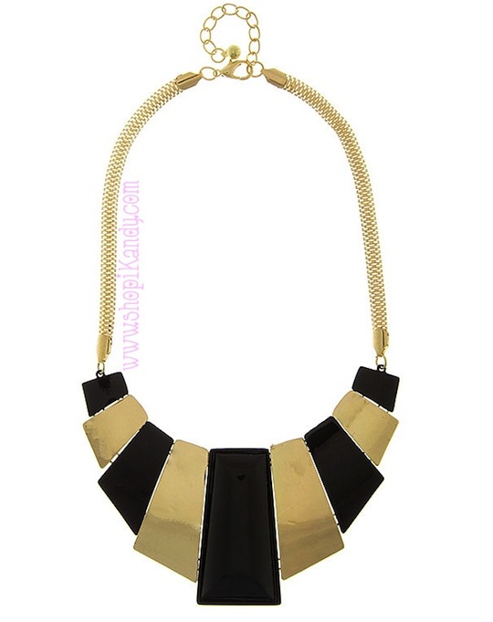 Deco Flat Hammered Bib Necklace