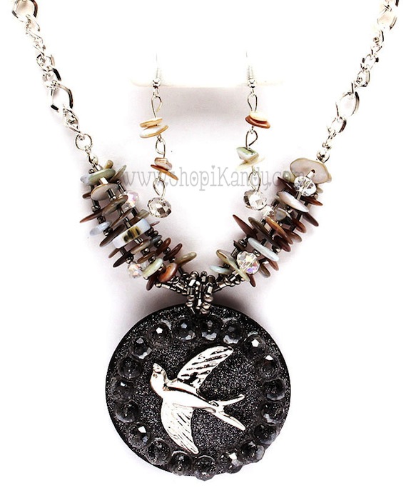 Glass Bird Bead Necklace Set