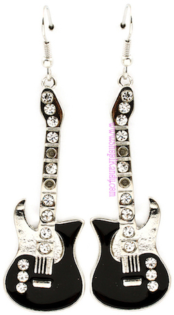 Black Guitar Earrings