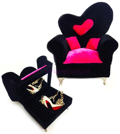 Large Velvet Sofa Chair Jewelry Box