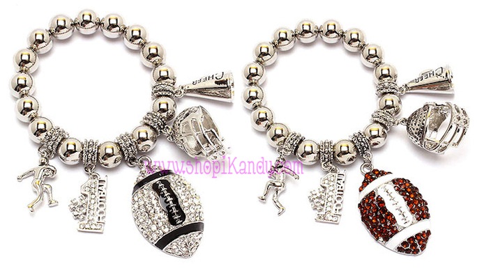 Bling Football Charm Bracelet