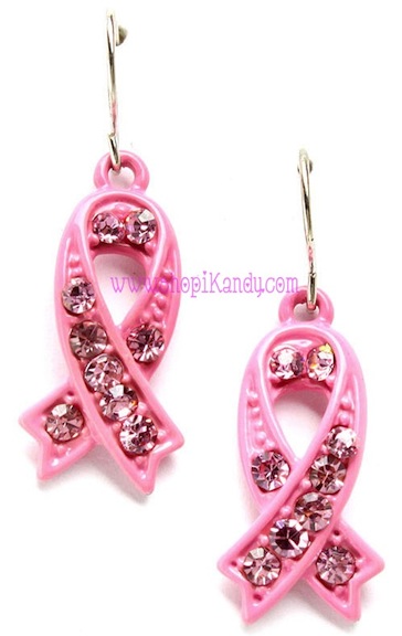 Breast Cancer Awareness Pink Ribbon Earrings