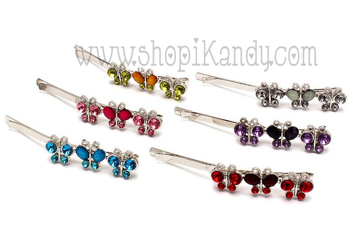 Crystal Stud Butterfly Hair Pins