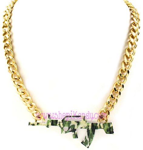 Camouflage Assault Rifle AR15 Pendant Necklace