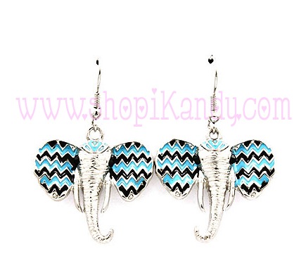 Chevron Print Elephant Earrings