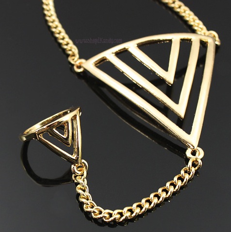 Chevron Pyramid Ringlet (Bracelet w/Ring)