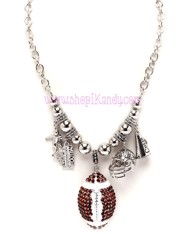 Chunky Bling Football Charm Sports Necklace