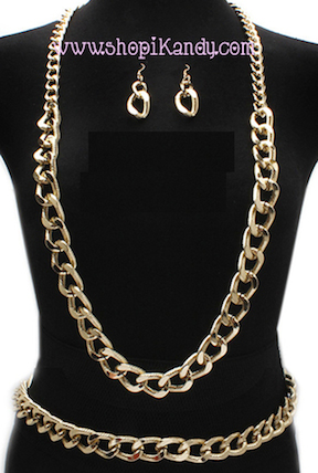 Chunky Necklace/Belt & Earring Set