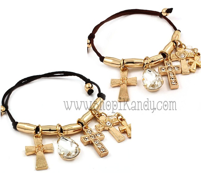 Charm Cord Cross Bracelet