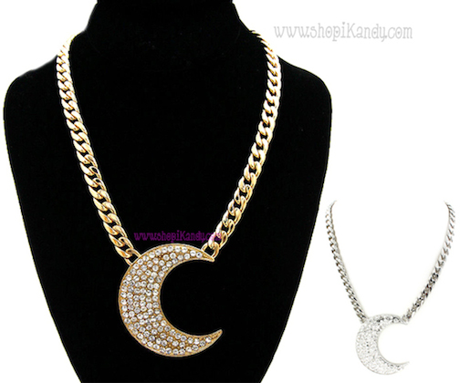 Crescent Moon Bling Necklace