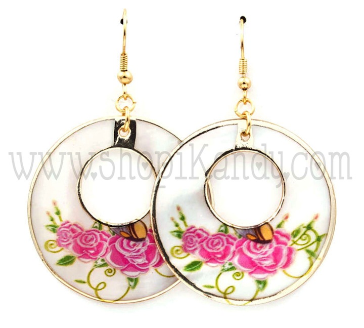 Crescent Nacre Rose Earrings