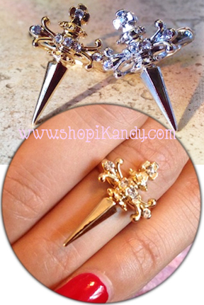 Crystal Cross Dagger Ring