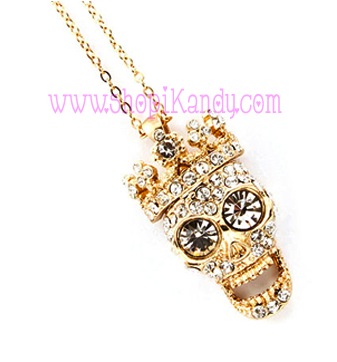 Crystal Crown Skull Necklace