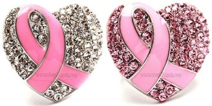 Cancer Survivor Pink Ribbon Heart Ring