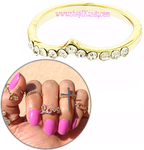 Crystal Chevron Midi Ring