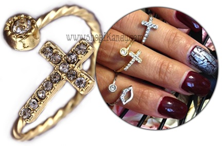 Crystal Cross Swirl Midi Ring