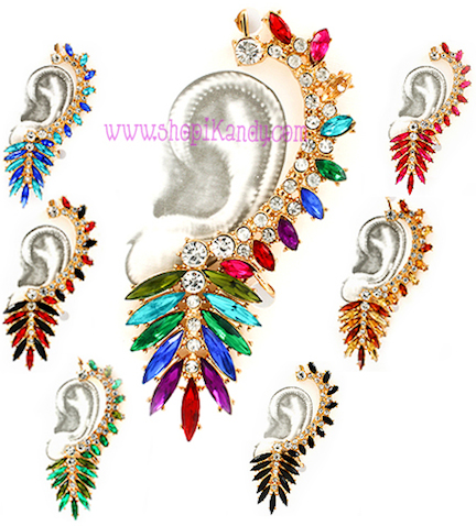 Long Feathered Snap-On Ear Cuff