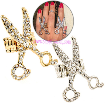  #J7449 Crystal Scissors Hair Stylist Ring