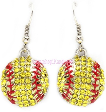 Crystal Softball Sports Earrings