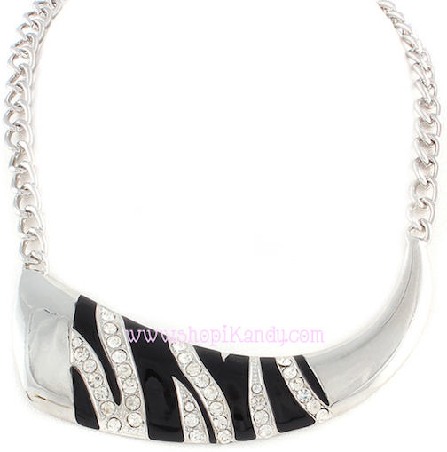 Crystal Zebra Print Necklace