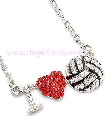 Dainty I LOVE Volleyball Necklace