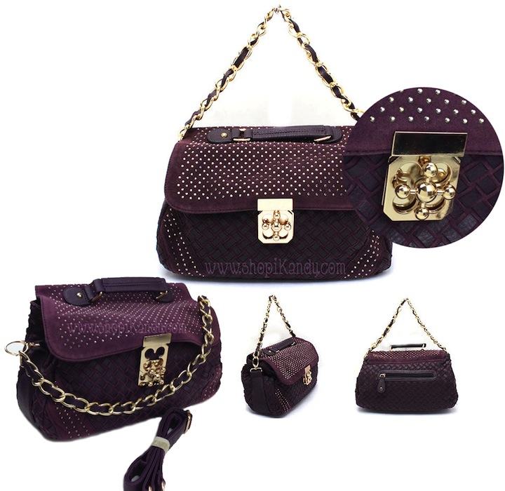 Plum & Gold Designer Inspired Handbag