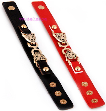 Double Leopard Head Strap Bracelet