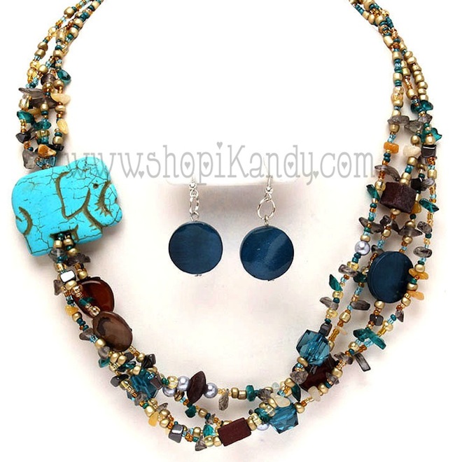 Elephant Beaded Necklace Set